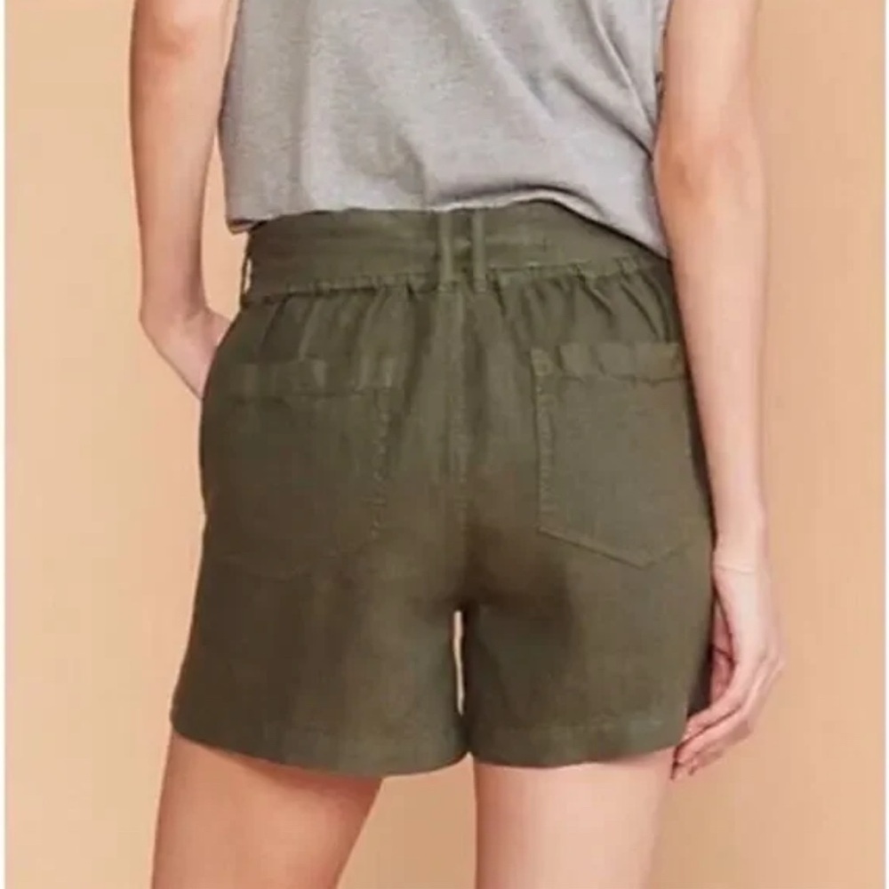 LOFT Lou & Gray Army Green Linen Shorts with Belt. Size S. NWT. - Picture 2 of 6